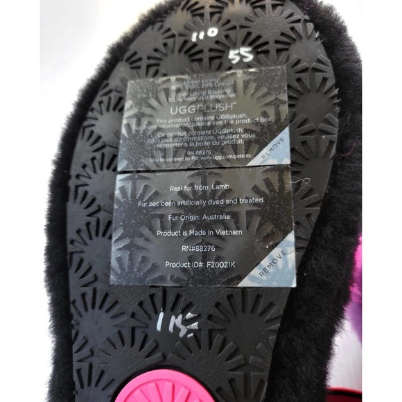 UGG Fluff Yeah Classic Slides Black Taffy Pink Neon Women's Size 7 - Picture 7 of 8